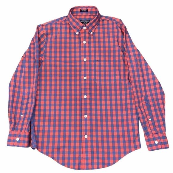Abercrombie & Fitch Plaid Relaxed Shirt Red Blue - Picture 1 of 5